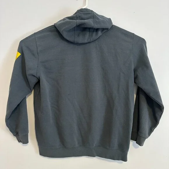 Carhartt Hoodie Sweatshirt Mens XL Gray Yellow Distressed Grunge Long Sleeve - Picture 3 of 10